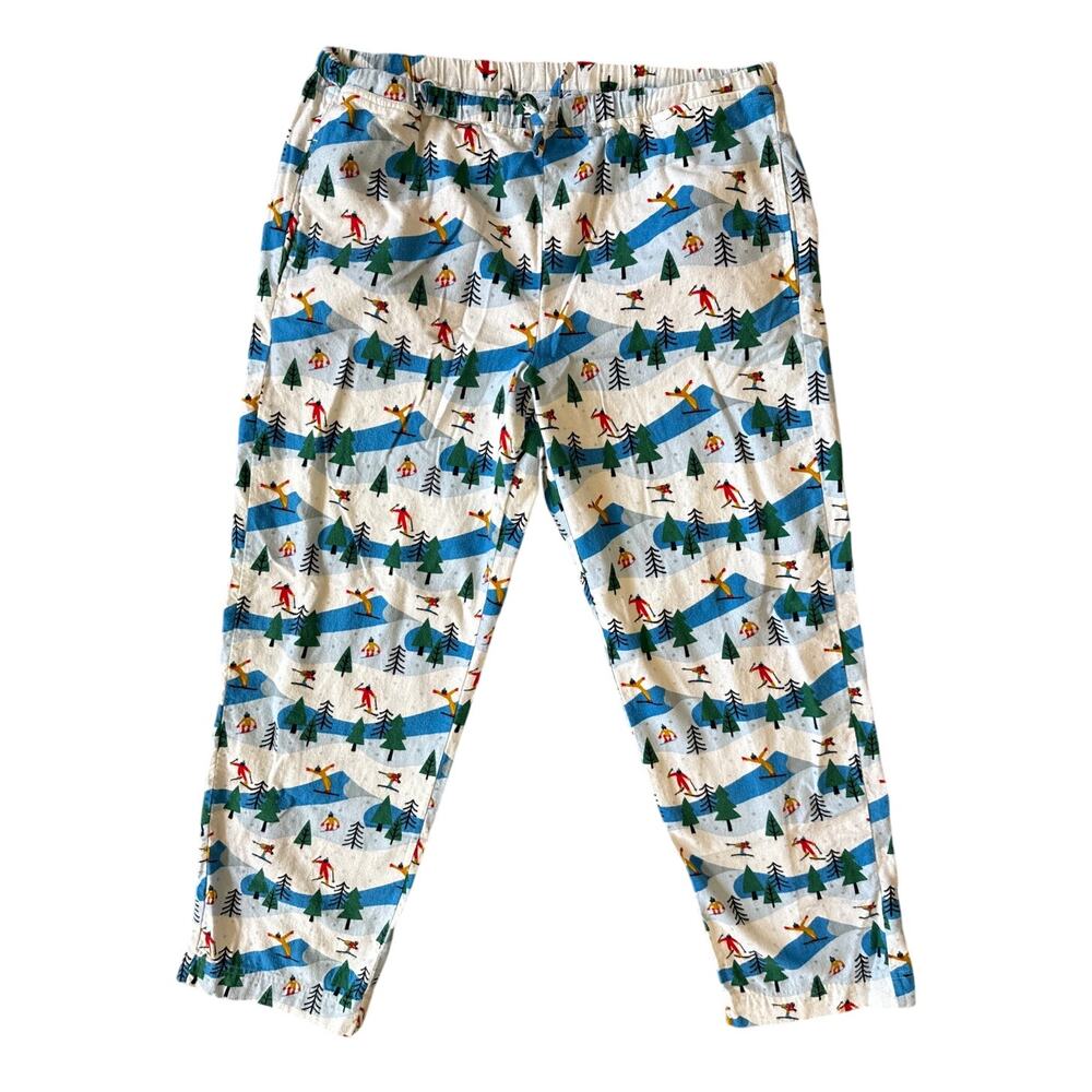 Hanna Andersson Skiing Print Flannel Pajama Pants Size Large